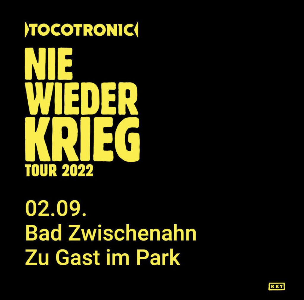 02. September Tocotronic in Bad Zwischenahn Konzertplakat